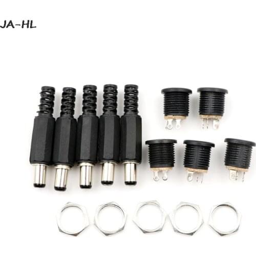2pcs Or 10Ppcs Female Plug+Male Plug Jack Socket Adapter Dc Power Supply Panel Mount Connectors