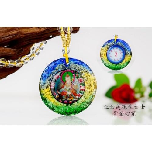 2PCS Wholesale Buddhist Greco-Buddhist pocket travel efficacious talisman Padmasambhava Guru Rinpoche Buddha Crystal Amulet