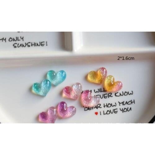 20pcs/lot Kawaii Flatback Resin Heart Flat back Resin Cabochons Embellishments Accessories DIY Hair Bows Center Decor