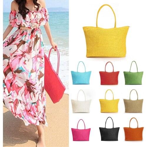 2020 Summer Beach Rattan Bag Hand Woven Straw Bag Beach Shoulder Bags Female Tote Wicker Bag beach accessories