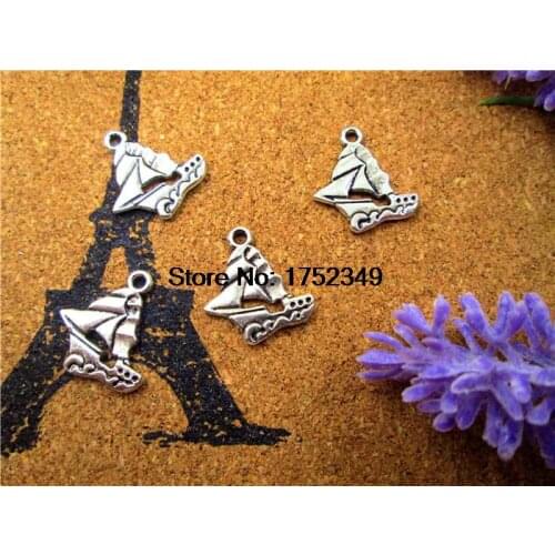 30pcs Sailing Ship Charm Pendant Silver Tone 18mm*17mm