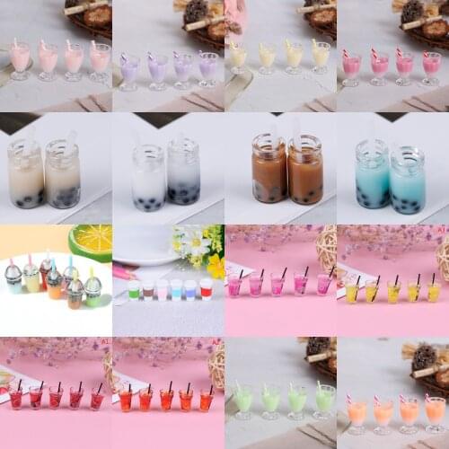 4Pcs/5pcs 1:12 Resin Dollhouse Mini Milk Cup Ice Cream Miniature Dollhouse Accessories Cups Toy Decoration Gifts Furniture Toys