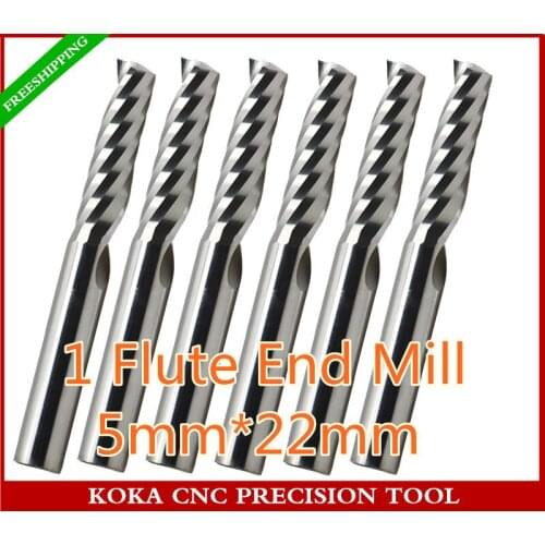 5mm*22mm,5pcs/lot,Freeshipping,CNC solid carbide end mill,Woodworking Router Bit,1 Flute milling Cutter,MDF,PVC,Acrylic,Wood