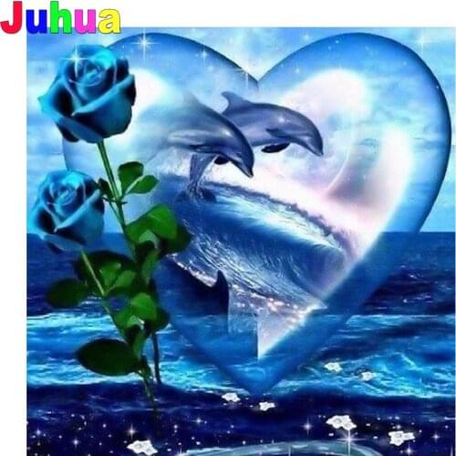 Dolphin 5d Diy diamond painting full drill animal heart rose diamond embroidery mosaic painting diamond stitch home decor