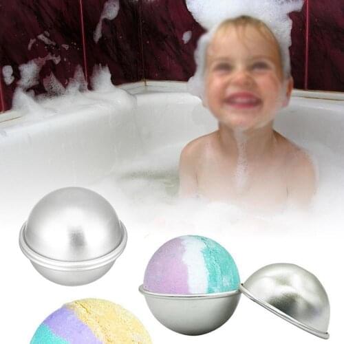 DIY Spa Tool Accessories 2Pcs Round Aluminum Alloy Shallow Semicircle Bath Bomb Salt Ball Metal Mold 3D Sphere Shape