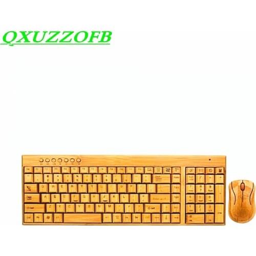 Bamboo Keyboard Mouse Wireless Combo Set For Laptop PC Office USB Plug and Play ,Natural Mice Keyboard Novelty High-end gifts