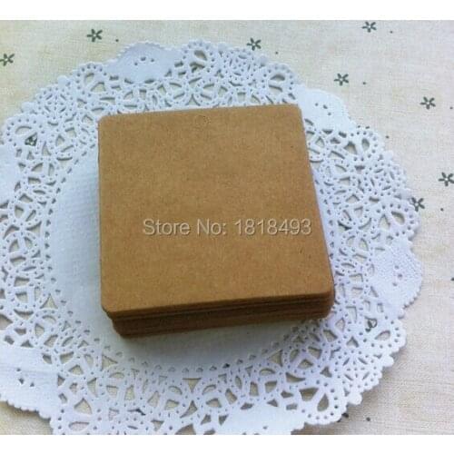 Free shipping 300 pcs a lot wholesales blank square kraft paper tag 6x6cm/clothing hang tag/gift packing tag/garment price tags