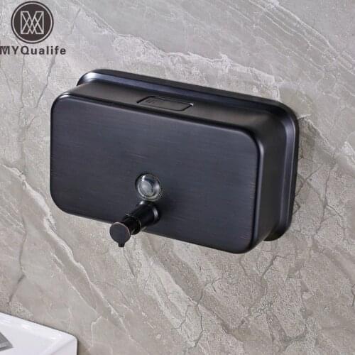 Free Shipping Brass Black liquid Soap Dispenser Bathroom Kitchen Stainless Steel Touch Soap Dispenser Wall Mounted 1000ML