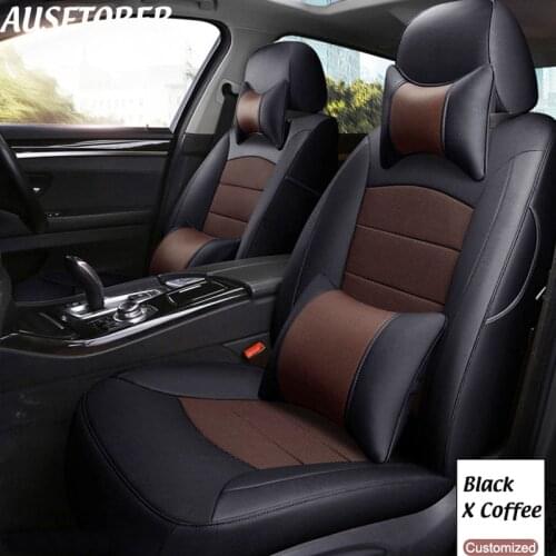 AUSFTORER Custom Leather Seat Covers for Mercedes-Benz GLC 200 300 260 220d 250d Seat Cover Set Car Seats Protectors Accessories