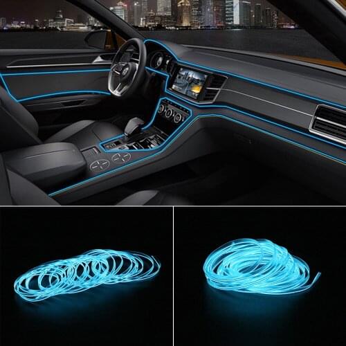 Decorative Lamp Interior Decoration 5m Light Strips Car 12V LED Cold lights Flexible Neon EL Wire Car styling Auto Lamps