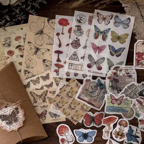 30 pcs ( tags+ stickers) Retro Butterfly Moon Phase Decorative Stickers Gift Box Decoration
