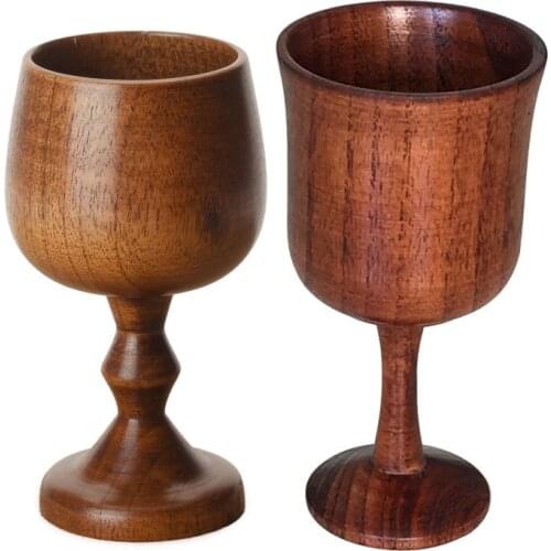 Healthy Wooden Coffee Mug Elegant Classic Wine Grape Drinking Cups Hand-made Wood Mug Vintage Goblet Chalice souvenir cup
