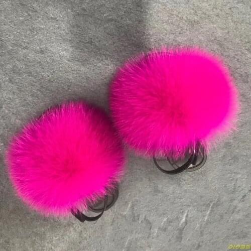 Kids Fur Slippers Fluffy Raccoon Fur Slides Fluffy Real Fox Fur Flip Flops Childrens Lacing Open-toe Sandals Cute Rainbow Shoes