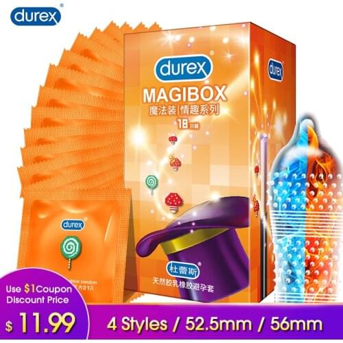 Durex Magic Condoms 4 Style Large Particles Ice Fire Ultra Thin Natural Latex Penis Condom Adult Intimate Goods Sex Toys for Men