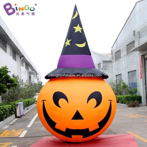 Halloween Decorative 3 Meters Tall Inflatable Lighting pumpkin Balloon With Hat - BG-F0083