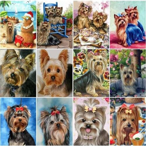 KAMY YI Animal Yorkshire Terrier Dog Diamond Painting Cross Stitch 5D Diy Full Diamond Embroidered Mosaic Home Decoration
