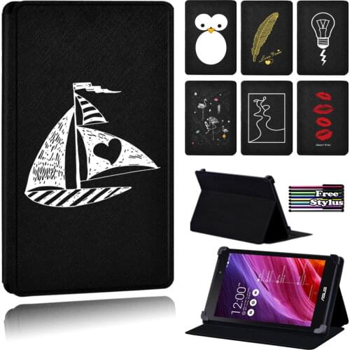 For Asus Memo Pad 7/Memo Pad HD 7 ME173X ME173/Pad 10 ME102A ME103K/Pad 8 Me181C Simple Pattern Leather Flip Tablet Case + Pen