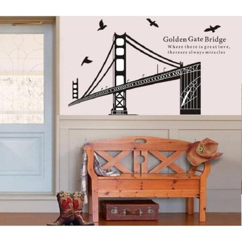 Golden Gate Bridge Scenery Wall Stickers For Shop Office House Decoration Diy City Symbol Wall Mural Art Home Decals