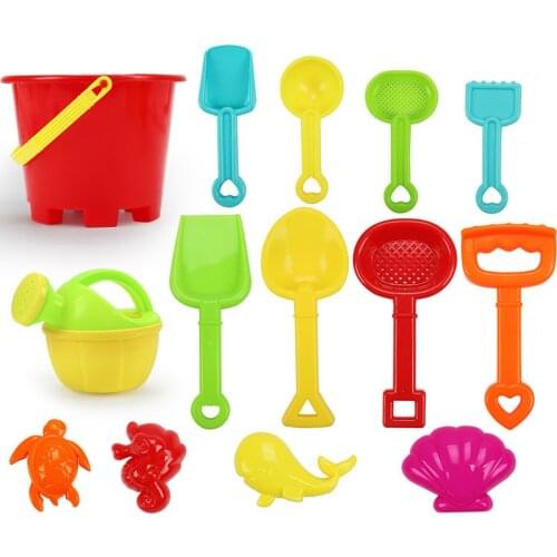 14pcs Beach Tools Set Sand Playing Toys Kids Fun Water Beach Seaside Tools Gifts Beach Sand toys Sandglass Shovel Tool Детские