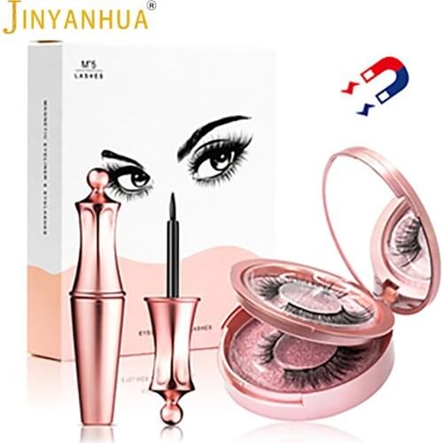 5 Magnet false eyelashes set contains magnetic eyeliner & 2 pairs of magnet eyelash and tweezers kit peatañas magneticas