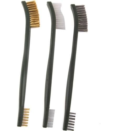 Hot 3Pc Wire Cleaning Brush Set Brass Nylon Stainless Steel Bristle Gas Stove Cleaner Kitchen Tools Accessories Free Shippping
