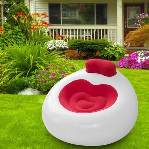 Inflatable Lazy Sofa Sofa Chair Portable Flocking Round Lounge Chair Outdoor Beach Home Living Room Leisure Sofa Furniture Chair