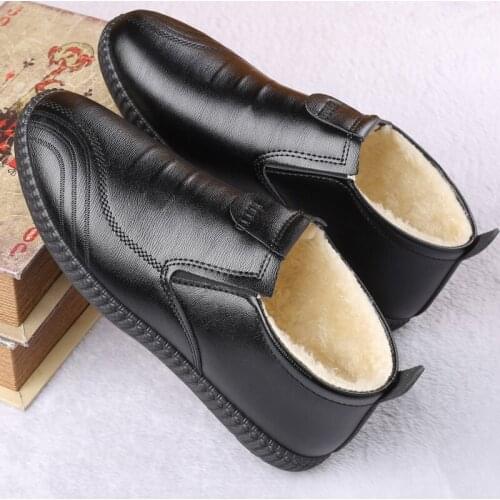 Cheap Italian Mens Shoes Casual high top 2020 winter plush Loafers Leather Moccasins flats men Breathable Slip on Boat Shoe
