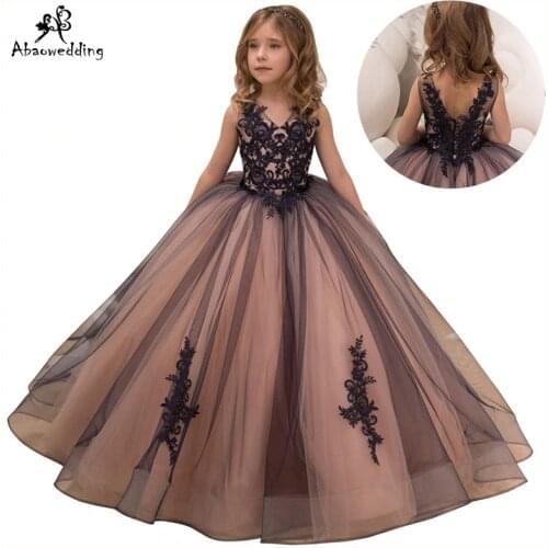 Fancy little girls pageant dresses 2-12 years princess party dresses for girls mesh flower dress long kids puffy ball gowns
