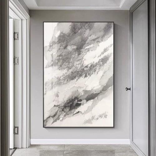 New Arrival Hand Painted Abstract Oil Painting On Canvas Gray And White Modern Wall Art Home Decoration For Living Room Unframed