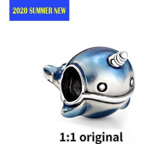 Wholesale 2020 Summer 925 Sterling Silver Beads Fit Original Pandora Bracelets The Narwhal Charm Women DIY Fashion Jewelry Gift