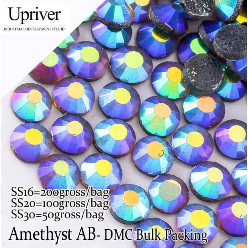 Upriver Wholesale Large Pack Bulk Packing More Cheaper Shiny SS6 SS10 SS16 SS20 SS30 Amethyst AB Hotfix Rhinestones