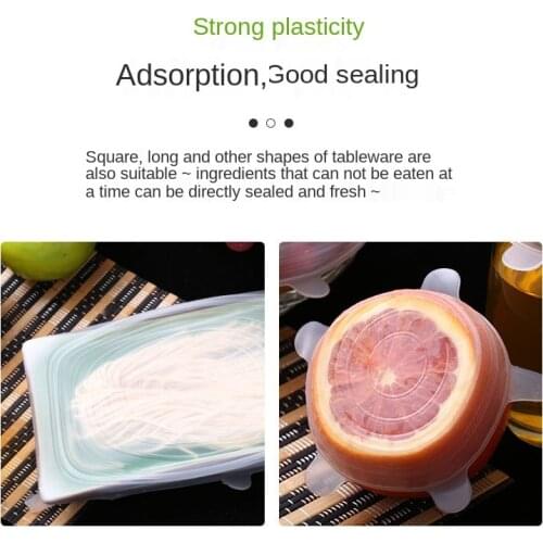 Source factory food-grade silicone 6-piece fresh-keeping cover can stretch and stack refrigerator fresh-keeping bowl cover