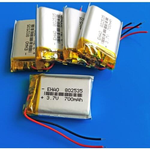 5 x 802535 3.7V 700mAh Rechargeable lipo battery lion polymer lithium cells for MP3 MP4 GPS DVD bluetooth recorder e-book camera