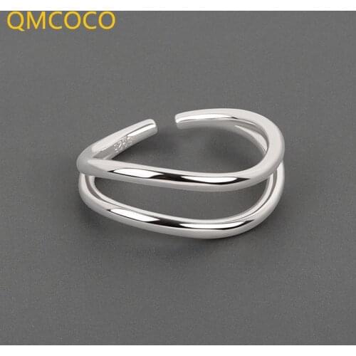 QMCOCO 925 Silver Rings Design Punk Simple Double-Deck Ring For Women Birthday Party Jewelry Gifts Of Trendy Accessories