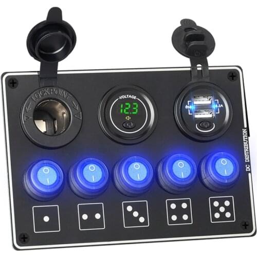 12V 4.2A USB ChargerPanel Cigarette Lighter Socket Voltage Display Rocker Switch USB 12 Volt Adapter For Car Boat Truck Socket
