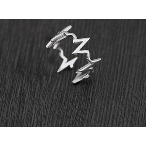925 Sterling Silver Trendy Silver Color Curve Wave Adjustable Open Rings For Women Jewelry Gifts S-R287