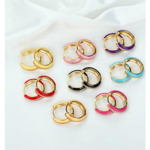 Daihe Luxury 18K Gold Plated Stud Earring Women Colorful Crystal Micro Inlay Zircon Copper Enamel Earrings For Women Jewelry