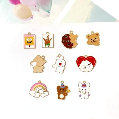 Super cute girl heart classic cartoon bear puppy white rabbit rainbow DIY earrings hair accessories accessories materials
