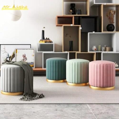 Nordic Luxury Living Room Chair Modern Fabric Macaron Color Dressing Stool Change Shoes Small Sofa Fashion Chairs Furniture