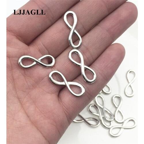 LJJAGLL Metal Alloy 30PCS 8*23mm Silver Color Jewelry Connectors Infinity Charms Earring Jewelry Components Diy Making ALJQ006
