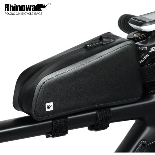 Rhinowalk MTB Bicycle Front Frame Bags Waterproof Cycling Tube Bag Large Capacity Road Bike Pannier Phone Case Black RK18330