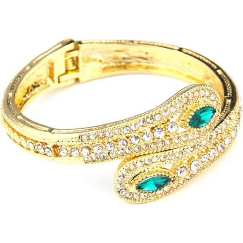 Sunspicems Chic Gold Color Morocco Bangle For Women Full Crystal Cuff Bracelet Arab Ethnic Wedding Jewelry