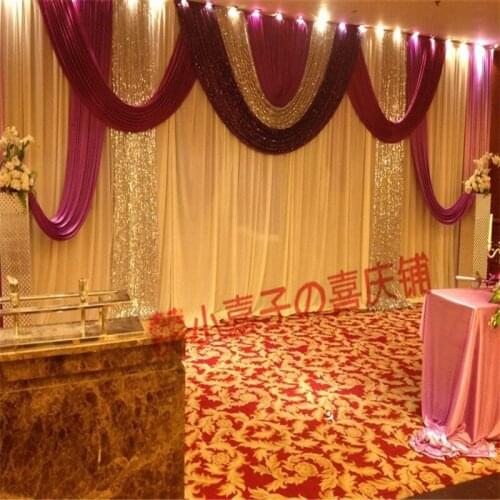 Wedding curtain with swag 3M * 6M Wedding Backdrop with Pipe Wedding Decoration including backdrop and Stainless steel stand