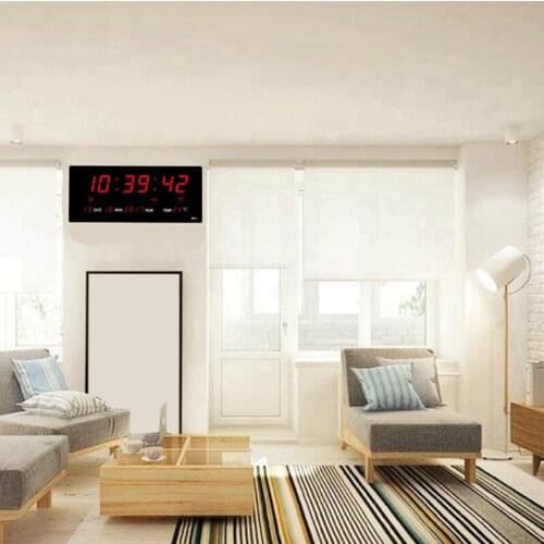 LED Screen Clock 12/24H Time Indoor Thermometer Projection Wall Clock Time Calendar Indoor Thermometer Display - Days/Month/Year
