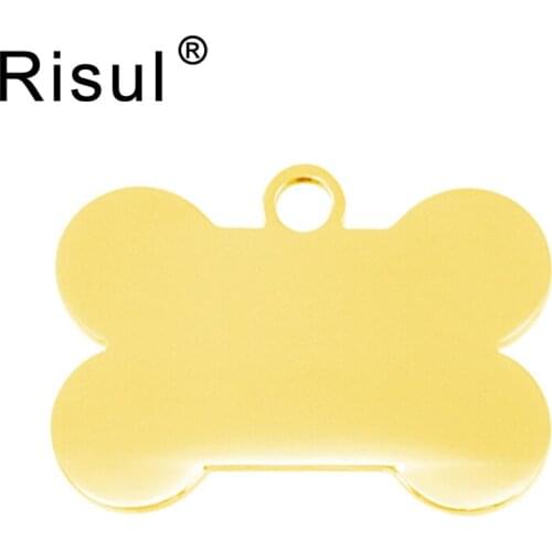 Risul 19x28 pet tags Dog Bone Charm ID dog tag DIY name print Blank Pendants mirror polish Stainless Steel wholesale 50Pcs