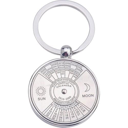 Mini Special Perpetual Calendar Keychain Ring 50 Years Unique Metal Keyring FS99