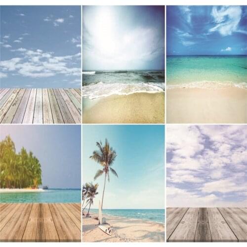 Vinyl Custom Photography Backdrops Prop Beach and Blue Sky Photography Background J20228-31
