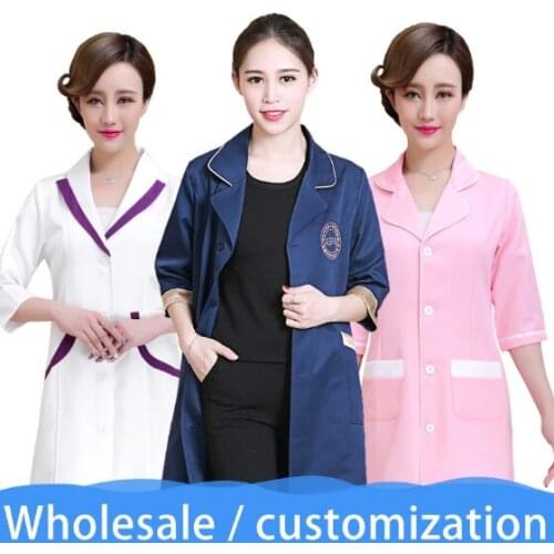 Womens robe slim multicolor uniform spa uniform work clothes white coat beauty salon care uniform pet shop scrub work clothes