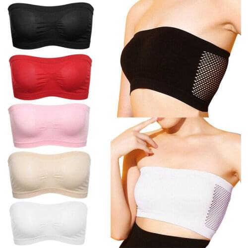 New Breathable Mesh Tube Women Strapless Bra Ladies Sexy Crop Padded Bra Bandeau Boob Sleeveless Shirt Cami Tube Tops