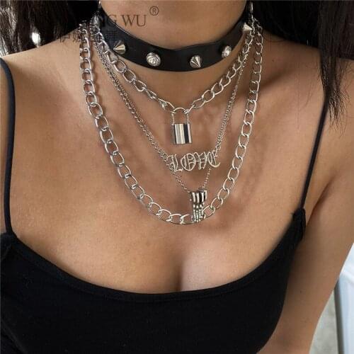 Hip Hop Punk New Fashion Jewelry Necklace Gothic Key Pendant Necklace Multilayer Leather Necklace Women Wholesale Bijoux Homme